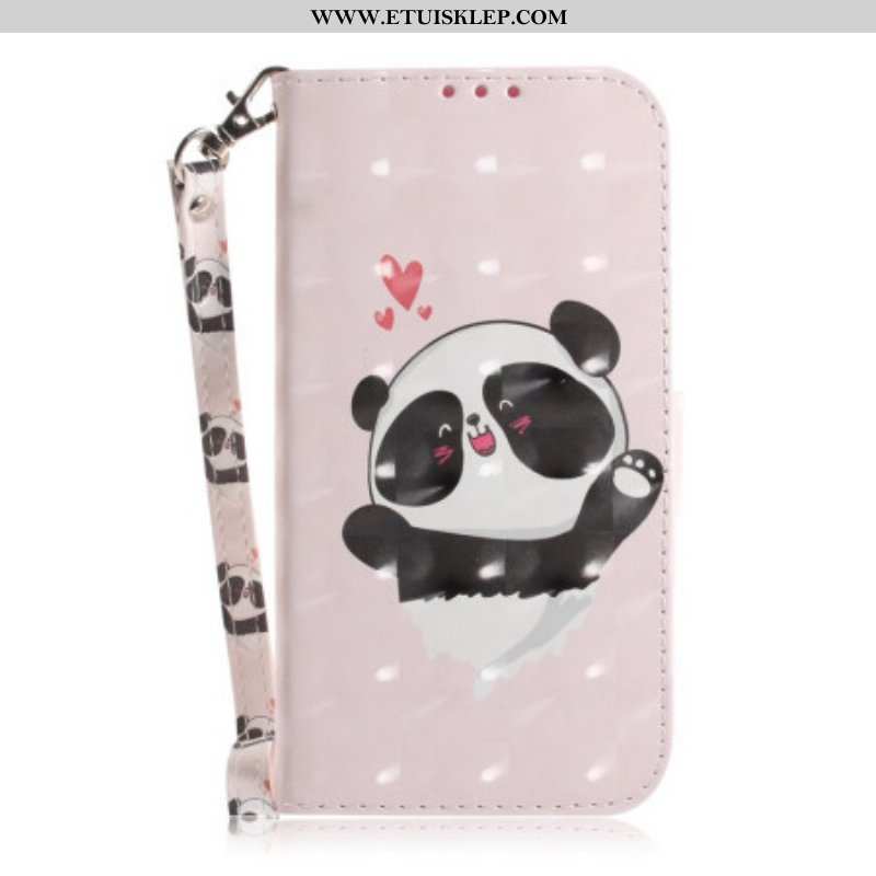 Etui Folio do iPhone 14 Plus z Łańcuch Paskowata Panda